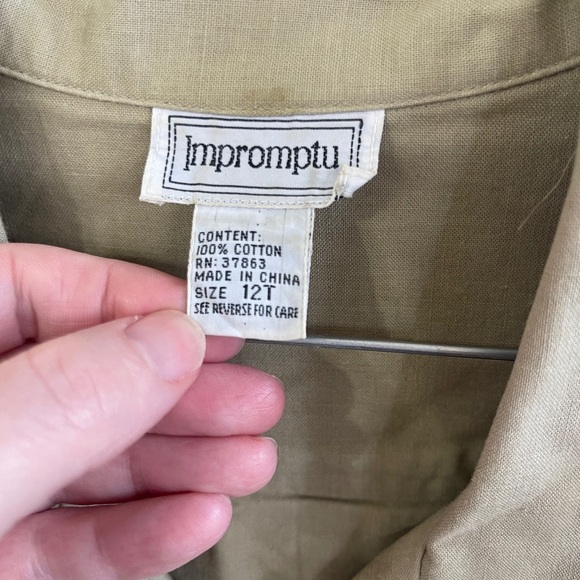 Vintage Impromptu Khaki Shirt Dress Size 12 Tall  w Matching Belt  100% Cotton - Picture 5 of 5
